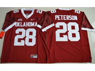 Oklahoma Sooners 28 Adrian Peterson College Football Jersey Red