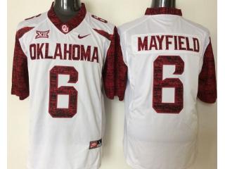 Youth Oklahoma Sooners 6 Baker Mayfield College Football Jersey White