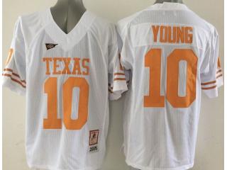 Texas Longhorns 10 Vince Young College Football Throwback Jersey White