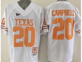 Texas Longhorns 20 Earl Campbell College Football Throwback Jersey White