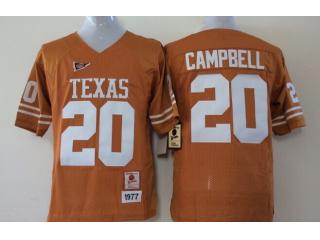 Texas Longhorns 20 Earl Campbell College Football Throwback Jersey Orange