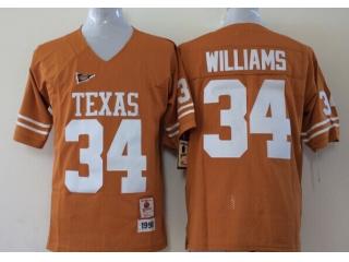 Texas Longhorns 34 Ricky Williams College Football Throwback Jersey Orange