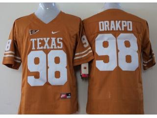 Texas Longhorns 98 Brian Orakpo College Football Throwback Jersey Orange