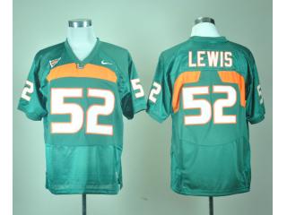 Miami Hurricanes 52 Ray Lewis College Football Jersey Green