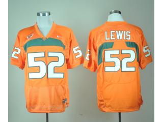 Miami Hurricanes 52 Ray Lewis College Football Jersey Orange