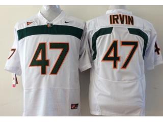 Miami Hurricanes 47 Michael Irivin College Football Jersey White