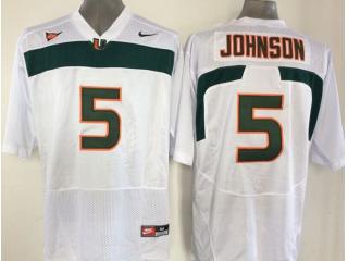 Miami Hurricanes 5 Andre Johnson College Football Jersey White