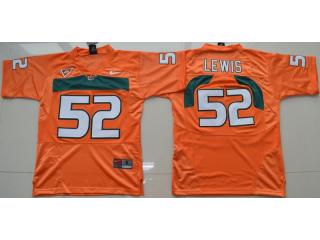 Youth Miami Hurricanes 52 Ray Lewis College Football Jersey Orange
