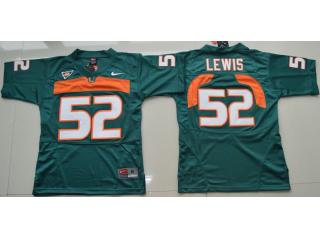 Youth Miami Hurricanes 52 Ray Lewis College Football Jersey Green