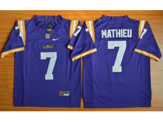 LSU Tigers 7 Tryann Mathieu College Football Jersey Purple
