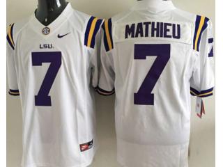 LSU Tigers 7 Tryann Mathieu College Football Jersey White