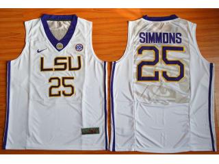 LSU Tigers 25 Ben Simmons College Basketball Jersey White