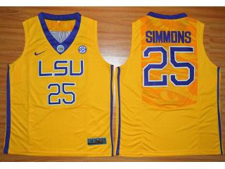 LSU Tigers 25 Ben Simmons College Basketball Jersey Gold