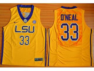 LSU Tigers 33 Shaquille O'Neal College Basketball Jersey Gold