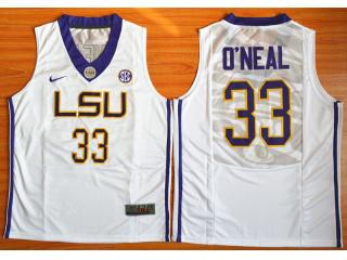 LSU Tigers 33 Shaquille O'Neal College Basketball Jersey White