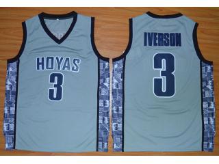 Georgetown Hoyas 3 Allen Iverson College Basketball Throwback Jersey Grey