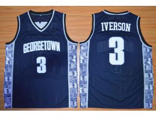 Georgetown Hoyas 3 Allen Iverson College Basketball Throwback Jersey Navy Blue