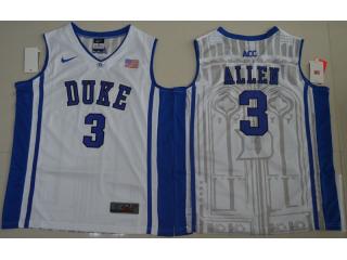 Duke Blue Devils 3 Garyson Allen V Neck College Basketball Jersey White