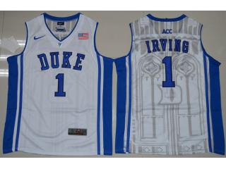 Duke Blue Devils 1 Kyrie Irving V Neck College Basketball Jersey White