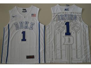 Duke Blue Devils 1 Kyrie Irving V Neck College Basketball Jersey White