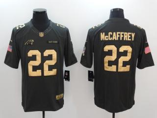 Carolina Panthers 22 Draft McCaffrey Gold Anthracite Salute To Service Limited Jersey