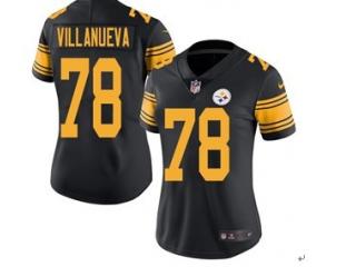 Women Pittsburgh Steelers 78 Alejandro Villanueva Football Jersey Legend Black Yellow Word