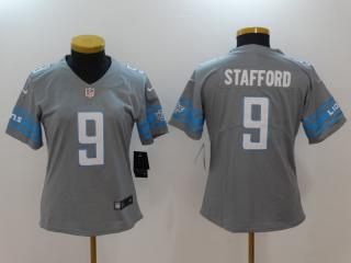 Women Detroit Lions 9 Matthew Stafford Football Jersey Legend Gray