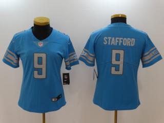 Women Detroit Lions 9 Matthew Stafford Football Jersey Legend Light blue