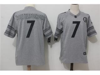 Pittsburgh Steelers 7 Ben Roethlisberger Football Jersey Gray