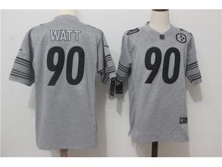 Pittsburgh Steelers 90 T.J. Watt Football Jersey Gray