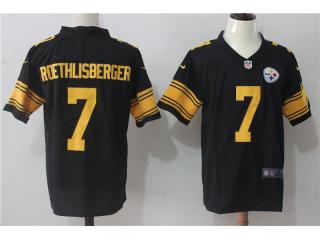 Pittsburgh Steelers 7 Ben Roethlisberger Football Jersey Black Yellow word