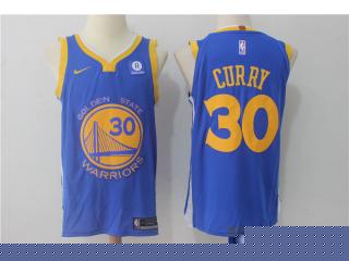 2017-2018 Nike Golden State Warrior 30 Stephen Curry Basketball Jersey Blue Player Edition