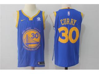 2017-2018 Nike Golden State Warrior 30 Stephen Curry Basketball Jersey Blue Player Edition