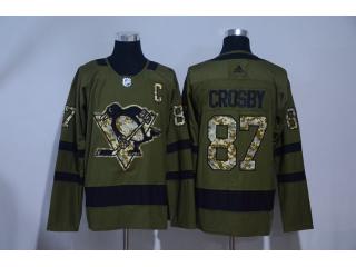 Adidas Pittsburgh Penguins 87 Sidney Crosby Ice Hockey Jersey Green