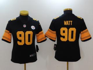 Women Pittsburgh Steelers 90 T.J. Watt Football Jersey Black