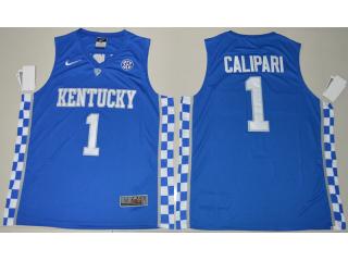 2017 Kentucky Wildcats 1 John Calipari College Basketball Jersey Blue