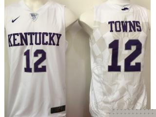 Kentucky Wildcats 12 Karl-Anthony Towns College Basketball Jersey White
