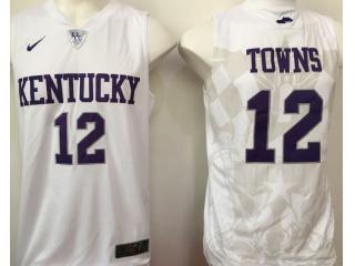 Kentucky Wildcats 12 Karl-Anthony Towns College Basketball Jersey White