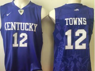 Kentucky Wildcats 12 Karl-Anthony Towns College Basketball Jersey Blue
