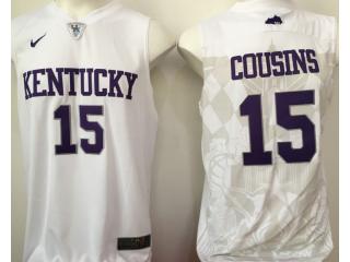 Kentucky Wildcats 15 DeMarcus Cousins College Basketball Jersey White