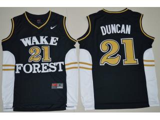 Wake Forest Demon Deacons 21 Tim Duncan College Basketball Jersey Black