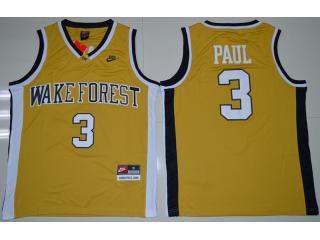 Wake Forest Demon Deacons 3 Chris Paul College Basketball Jersey Gold