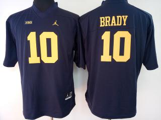 Women Jordan Brand Michigan Wolverines 10 Tom Brady College Football Jerseys Navy Blue