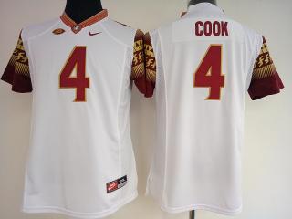 Women Florida State Seminoles 4 Dalvin Cook College Football Jersey White