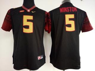 Women Florida State Seminoles 5 Jameis Winston College Football Jersey Black