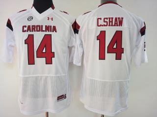 Women South Carolina Gamecocks 14 C.Shaw College Football Jersey White