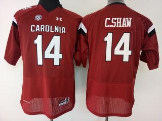 Women South Carolina Gamecocks 14 C.Shaw College Football Jersey Red