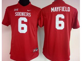 Women Oklahoma Sooners 6 Baker Mayfield College Football Jersey Red