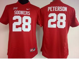 Women Oklahoma Sooners 28 Adrian Peterson College Football Jersey Red
