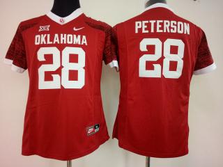 Women Oklahoma Sooners 28 Adrian Peterson College Football Jersey Red